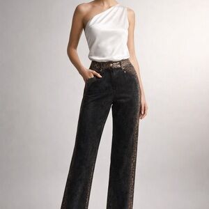 D&G Black and Brown Metallic Patterned Waistband Skirt